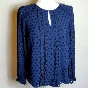 Boden blue black size 8 eyelet shirt